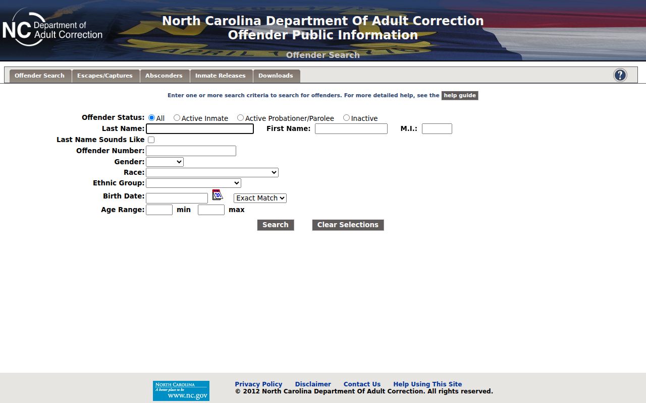 NCDAC custody and supervision search for Pitt County criminal records