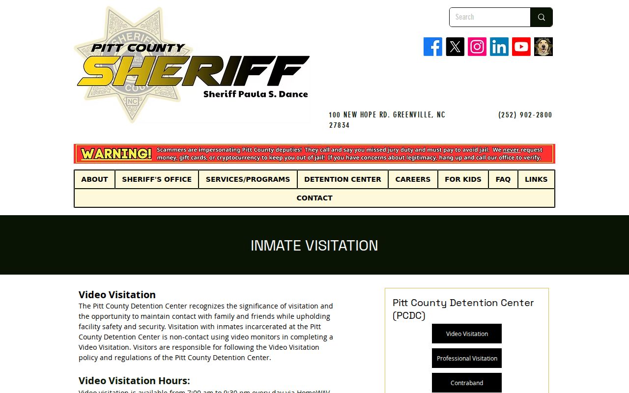 Pitt County detention communication rules beside criminal history services