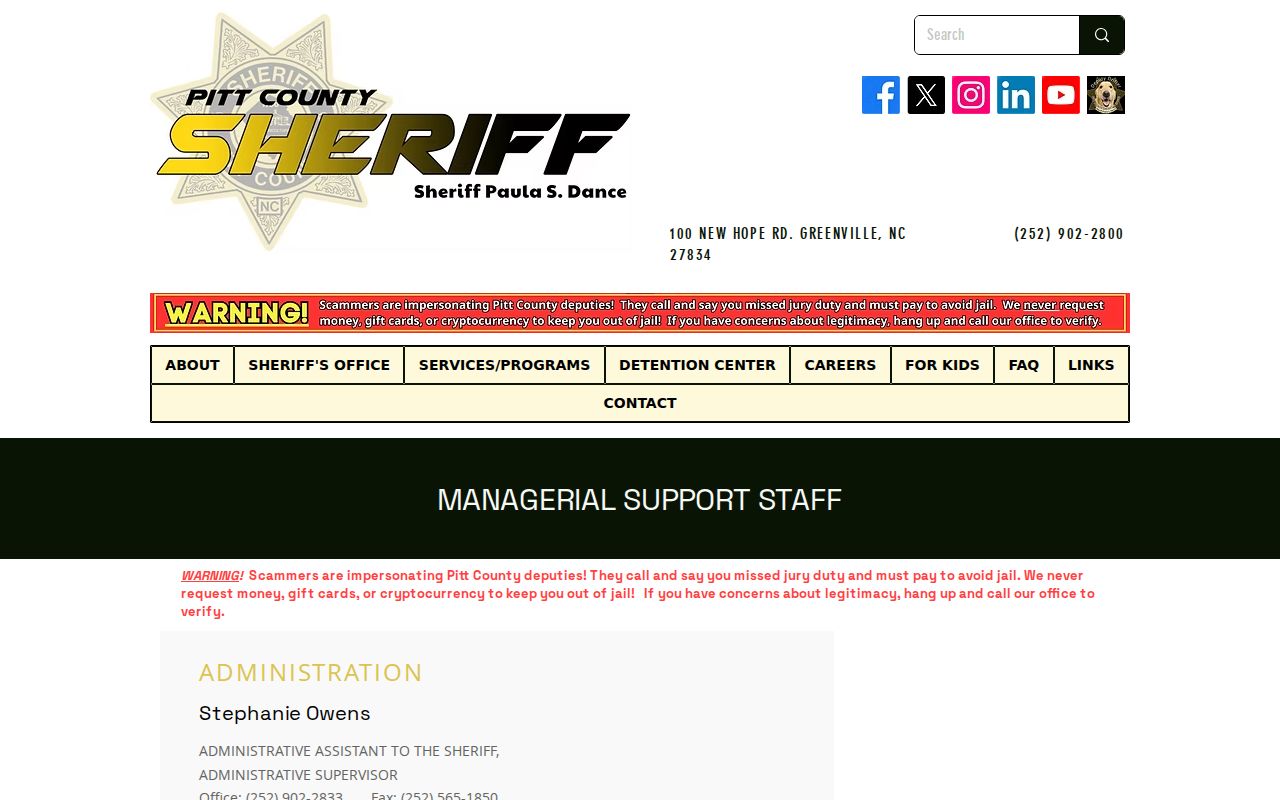 Pitt County Sheriff public-records clerk contact information