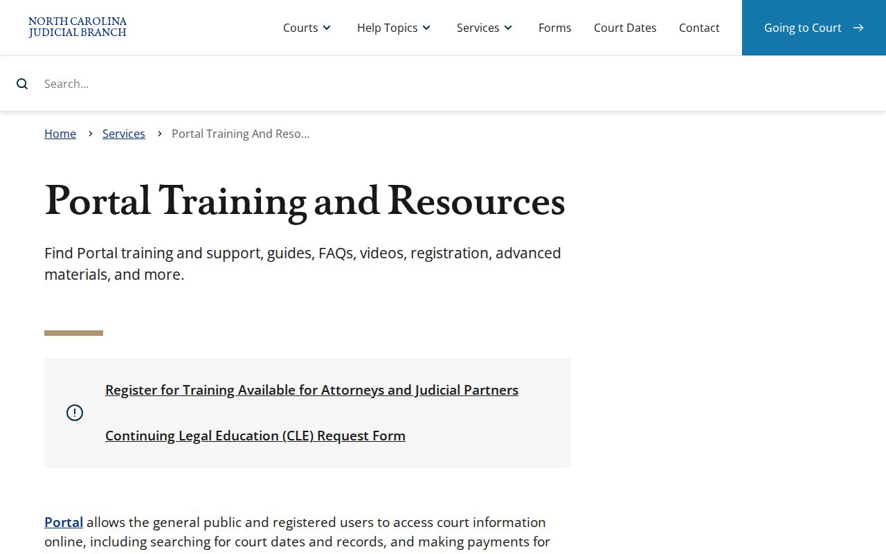 North Carolina eCourts Portal training and case-search guidance